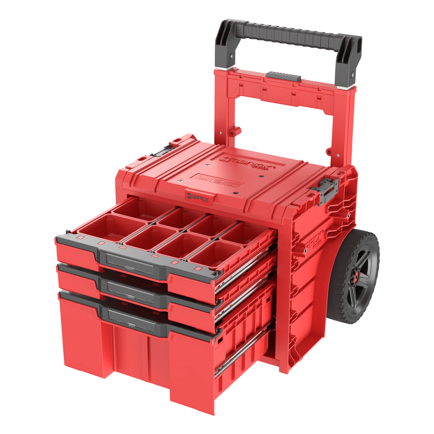 Mobilna skrzynka z szufladami Qbrick System PRO Cart 2.0 Plus Drawer 3 RED Ultra HD - obrazek 4