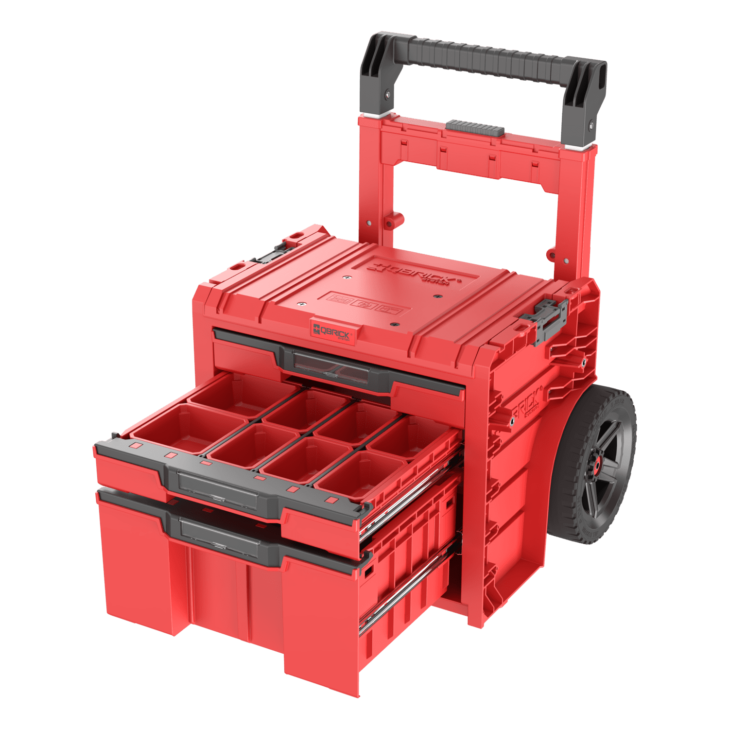 Mobilna skrzynka z szufladami Qbrick System PRO Cart 2.0 Plus Drawer 3 RED Ultra HD - obrazek 3